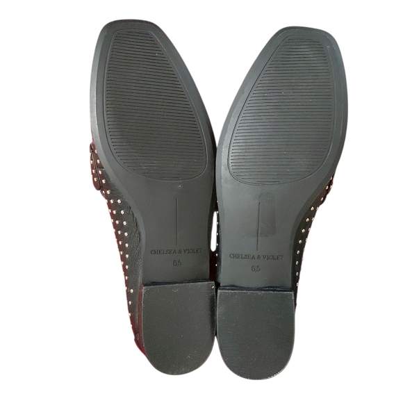NEW Chelsea & Violet Black Studded Flat Loafers Size 6.5 - Picture 8 of 10